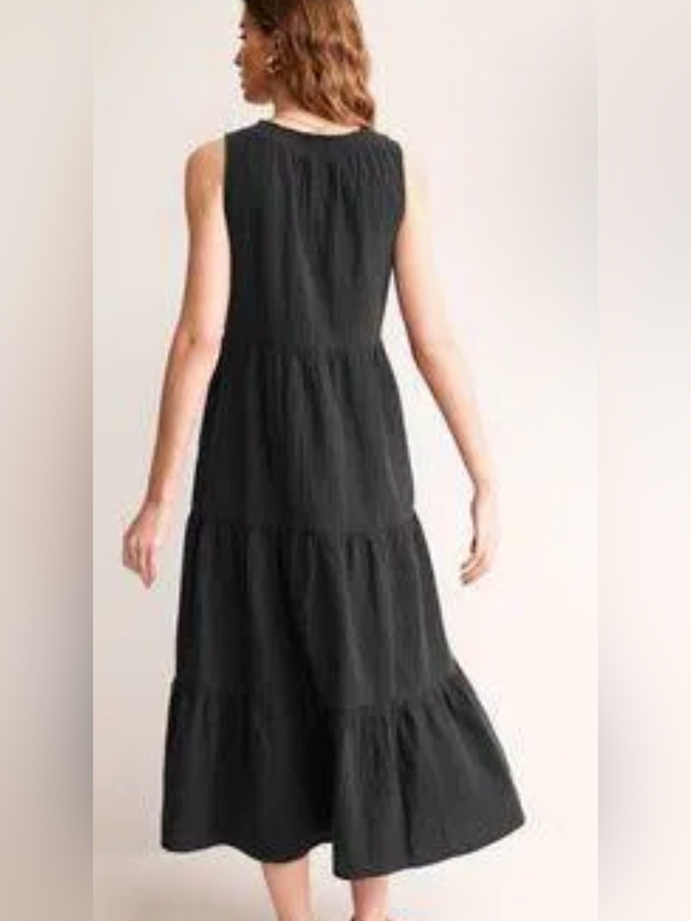 Boden Black Sleeveless Tiered Maxi Dress 14R 100% cotton - Picture 2 of 8